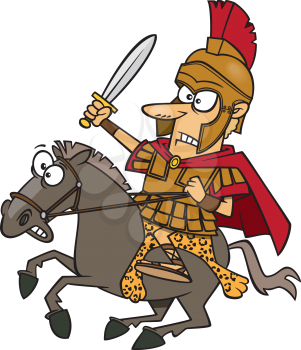 Royalty Free Clipart Image of a Roman Warrior on a Horse