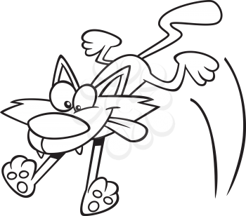 Royalty Free Clipart Image of a Pouncing Cat