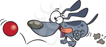 Royalty Free Clipart Image of a Dog Fetching a Ball
