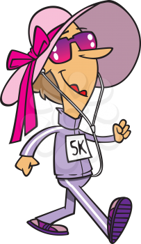 Royalty Free Clipart Image of a Lady in a 5K Walk