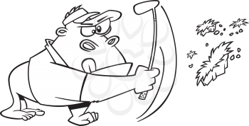 Royalty Free Clipart Image of a Golfing Gorilla