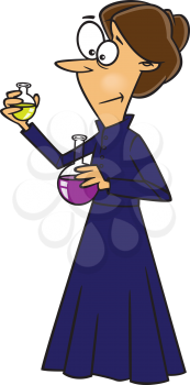 Royalty Free Clipart Image of a Woman With Beakers