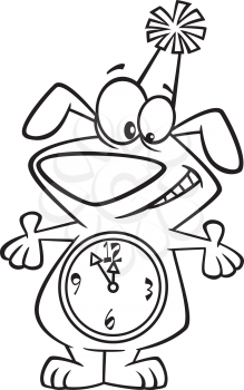 Royalty Free Clipart Image of a Dog Counting Down the Old Year