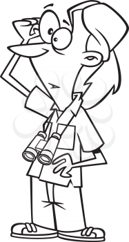 Royalty Free Clipart Image of a Woman Wearing Binoculars