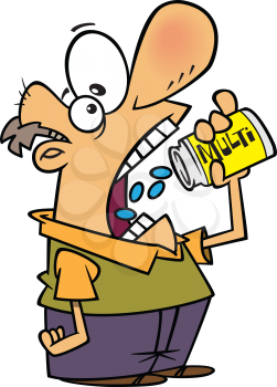 Royalty Free Clipart Image of a man Taking Vitamins