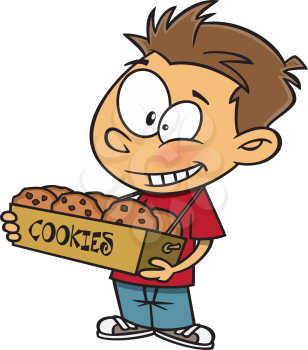 Royalty Free Clipart Image of a Boy With Cookies