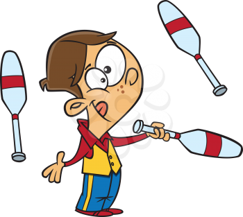 Royalty Free Clipart Image of a Boy Juggling