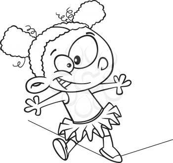 Royalty Free Clipart Image of a Girl on a Tightrope