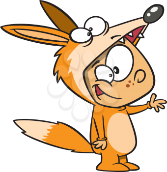 Royalty Free Clipart Image of a Child in a Fox Costume