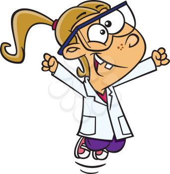 Royalty Free Clipart Image of a Science Girl Acting Excited