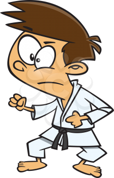 Royalty Free Clipart Image of a Boy Doing Karate