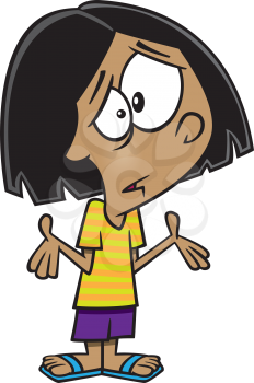 Royalty Free Clipart Image of a Girl Shrugging