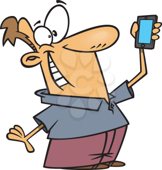 Royalty Free Clipart Image of a Man Taking a Selfie