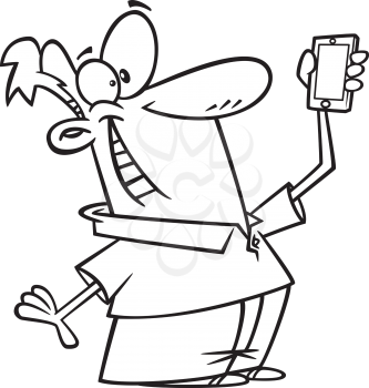 Royalty Free Clipart Image of a Man Taking a Selfie