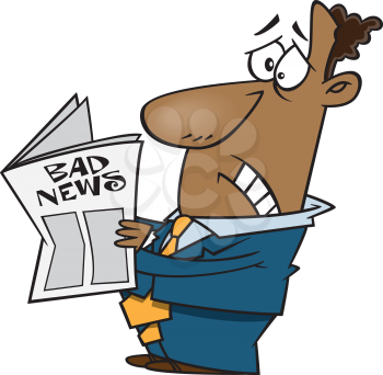 Royalty Free Clipart Image of a Man Reading Bad News