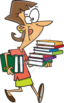 Royalty Free Clipart Image of a Woman Carrying Books