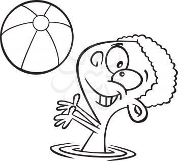 Royalty Free Clipart Image of a Boy Playing With a Beach Ball