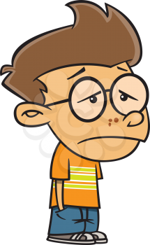 Royalty Free Clipart Image of a Sad Boy