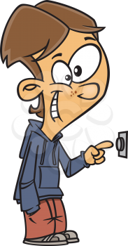 Royalty Free Clipart Image of a Teenage Boy Ringing a Doorbell