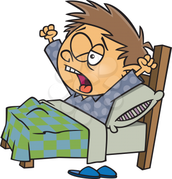 Royalty Free Clipart Image of a Child Waking Up