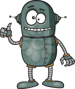 Royalty Free Clipart Image of a Robot Giving Thumbs Up
