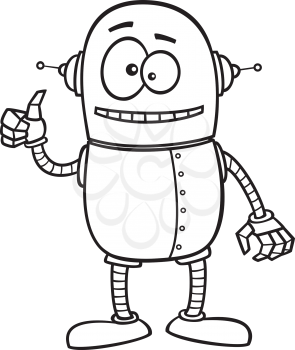 Royalty Free Clipart Image of a Robot Giving Thumbs Up