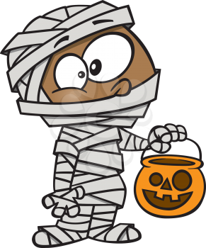 Royalty Free Clipart Image of a Child Dressed as a Mummy for Halloween