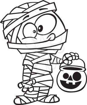 Royalty Free Clipart Image of a Child Dressed as a Mummy for Halloween
