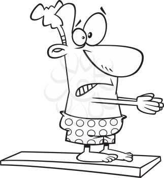 Royalty Free Clipart Image of a Man on a Diving Board
