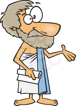 Royalty Free Clipart Image of a Bearded Man in a Toga