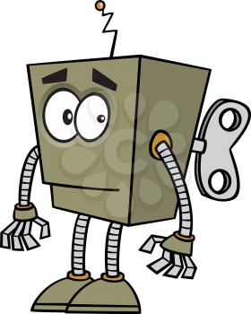 Royalty Free Clipart Image of a Robot With a Key