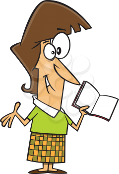 Royalty Free Clipart Image of a Woman Holding a Book