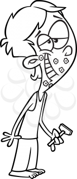 Royalty Free Clipart Image of a Boy After His First Shave