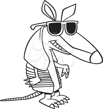 Royalty Free Clipart Image of an Armadillo Wearing Sunglasses