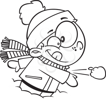 Royalty Free Clipart Image of a Boy Throwing a Snowball