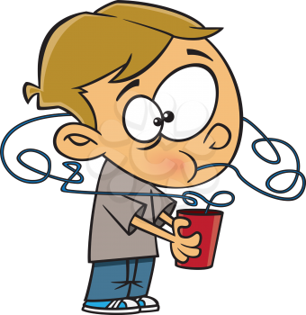 Royalty Free Clipart Image of a Boy Drinking Out of a Silly Straw