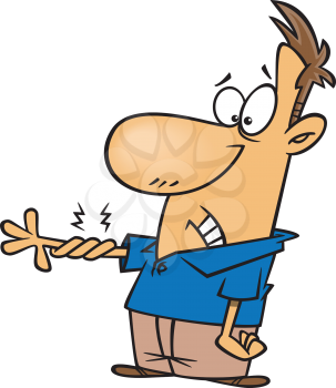 Royalty Free Clipart Image of a Man With a Twisted Arm