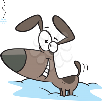 Royalty Free Clipart Image of a Dog in the Snow