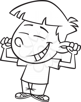 Royalty Free Clipart Image of a Boy Flexing His Muscles