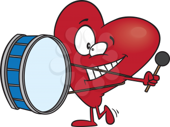 Royalty Free Clipart Image of a Heart Beating a Drum