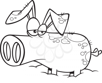 Royalty Free Clipart Image of a Muddy Pig