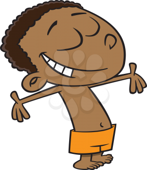 Royalty Free Clipart Image of a Happy Boy in a Swimsuit