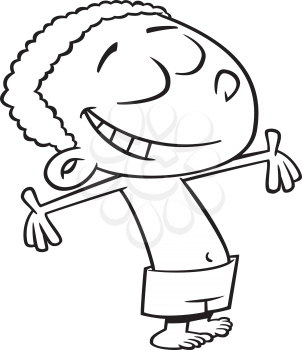 Royalty Free Clipart Image of a Happy Boy in a Swimsuit