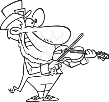 Royalty Free Clipart Image of a Leprechaun Playing the Fiddle
