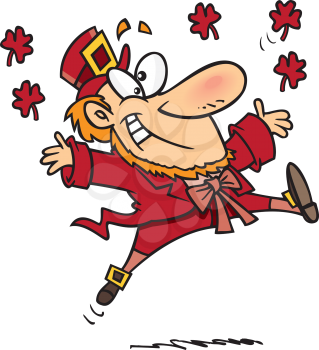 Royalty Free Clipart Image of a Leprechaun in Red