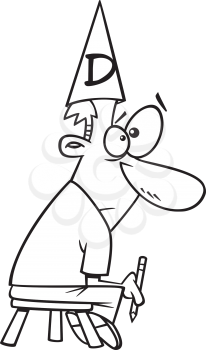 Royalty Free Clipart Image of a Man Wearing a Dunce Cap