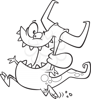 Royalty Free Clipart Image of a Happy Running Monster