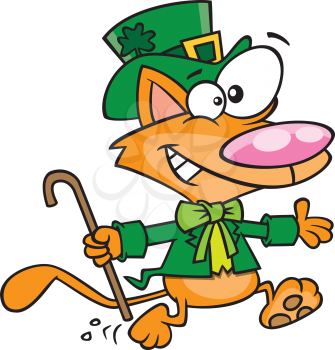 Royalty Free Clipart Image of a Cat Dressed for St. Patrick's Day