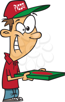 Royalty Free Clipart Image of a Pizza Delivery Guy