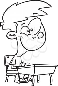 Royalty Free Clipart Image of a Boy at a Desk